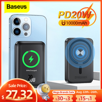 Baseus 6000mAh Power Bank magnetyczna bezprzewodowa ładowarka 10000mAh Powerbank dla iPhone 12 13 Pro Max Mini przenośna zewnętrzna bateria 1